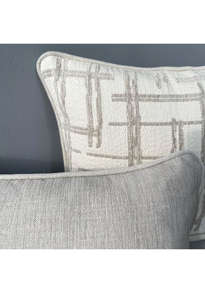 Lidoma Home "grid & Solid" Dokulu Desenli Kırlent Kılıfı Seti Bej