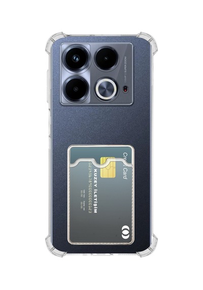 İnfinix Note 40 Kapak İle Uyumlu Kartlıklı Darbe Emici Özellikli Şeffaf Silikon Kılıf