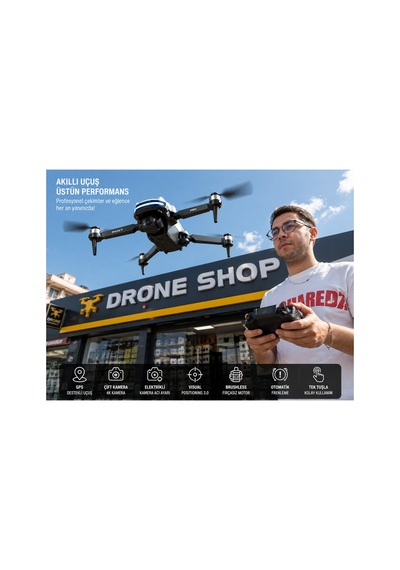Gps Drone 4k Çift Kamera Ekranlı Kumanda 2 Batarya Katlanabilir Brushless Motor Beyaz