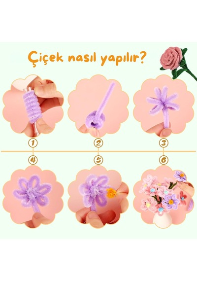 Şönil Tel, El İşi, Dıy, Hobi Ve Çiçek Yapım Teli, Haki Yeşil, 100 Adet, 6 Mm - 30 Cm
