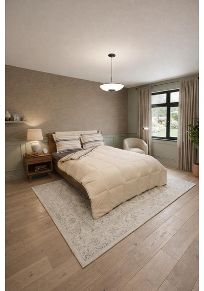 Sherpa Peluş Çift Kişilik Lastikli Çarşaflı Comforter Set Krem