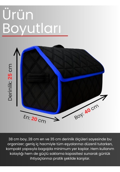 Araç Bagaj Düzenleyici Organizer Tay Tüyü Kaymaz Cırt Bantlı Geniş Hacimli Çanta A2