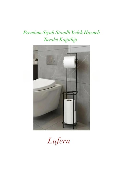 Premium Siyah Standlı Yedek Hazneli Tuvalet Kağıtlığı Banyo Modern Montajsız Uzun Ömürlü Ev Ofis Çok Renkli