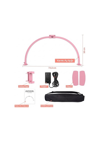 Trled F-700a 70cm Pembe Katlanabilir Masaüstü Manikür Ve Protez Tırnak Lambası