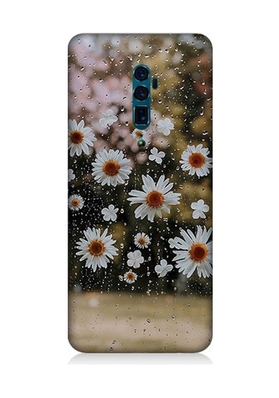 Oppo Reno 10x Zoom Uyumlu Yağmur Ve Papatyalar Desenli Silikon Kılıf