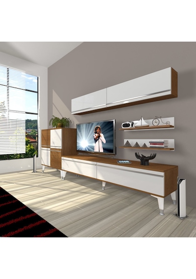 Decoraktiv Eko 6y Mdf Std Silver Tv Ünitesi Tv Sehpası Ceviz - Beyaz