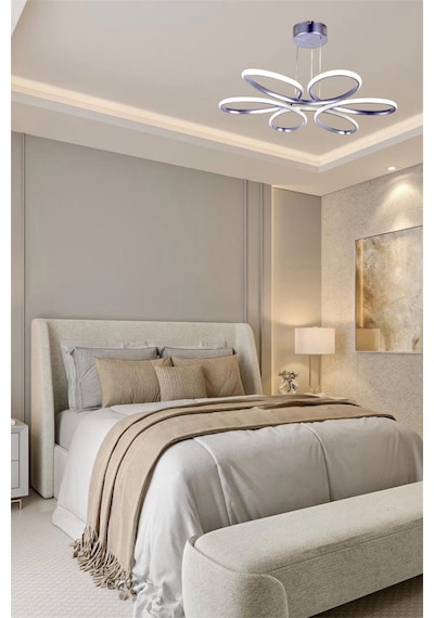 Modern Krom Papatya 3 Renk Beyaz&sarı&günışığı Led Avize Krom