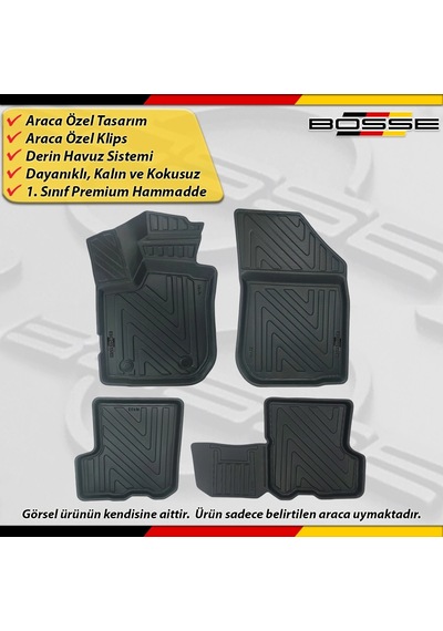 Dacia Logan Paspas Araca Özel 2013 - 2020 Arası İçin Derin Havuzlu Paspas Bosse North Serisi