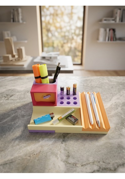 Elarıo Prizma Organizer Mıknatıslı Ve Saatli Masaüstü Organizer Set1 Çok Renkli