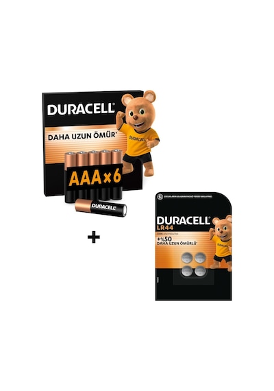 Duracell Basıc Aaa İnce Alkalin Kalem Pil 6'lı Paket & Duracell Lr44 Alkalin Özel Pil 4'lü Paket
