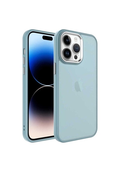 Apple Uyumlu iPhone 14 Pro Kılıf Buzlu Sert Pc Zore May Kapak Mavi