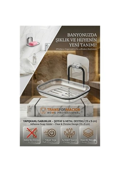Zenvac Yapışkanlı Sabunluk Su Giderli, Katı Sabun Kutusu, 13 X 9 Cm 723054 Zenvac29 Renkli