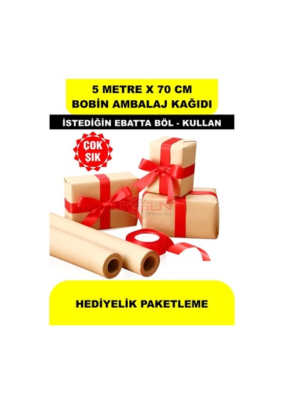 70 Cm X 5 Metre Bobin Rulo Kraft Rengi Ambalaj Kağıdı, Ev Eşyası, Çeyiz, Hediye, Ürün Paketleme