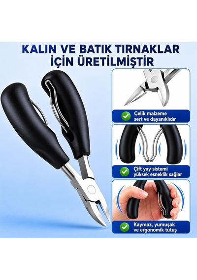 Tr Profesyonel Batık Tırnak Makası Seti 5 Parça Kalın Tırnak Kesici, Tırnak Eğesi, Temizleme Aparatı Ve Cımb