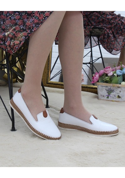 Nesil Shoes Syg P01 Beyaz Hakiki Deri Kadın Ayakkabı-beyaz Beyaz