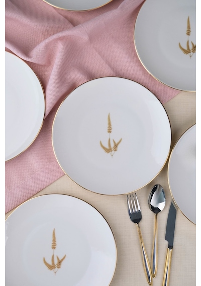 Tabak Evi Porselen Natura Marinum Altın Yaldız Pasta Tabağı 20,50cm 6 Lı Çok Renkli