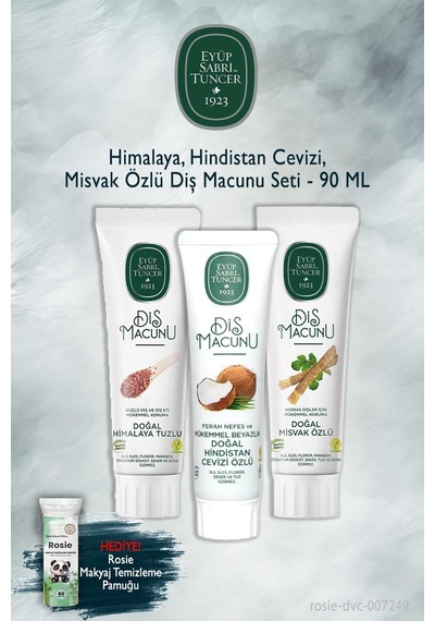 Eyüp Sabri Tuncer 3 Adet Himalaya, Hindisan Cevizi, Misvak 90 Ml Diş Macunu, Rosie Beyazlık