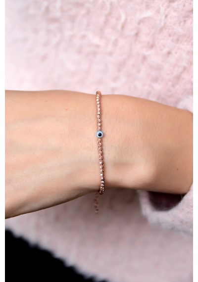 Papatya Silver 925 Ayar Gümüş Rose Kaplama Dorika Toplu Nazar Göz Bileklik
