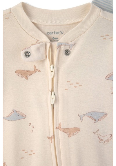 Carter's Erkek Bebek Layette 2'li Fermuarlı Patikli Tulum Set Mav mavi