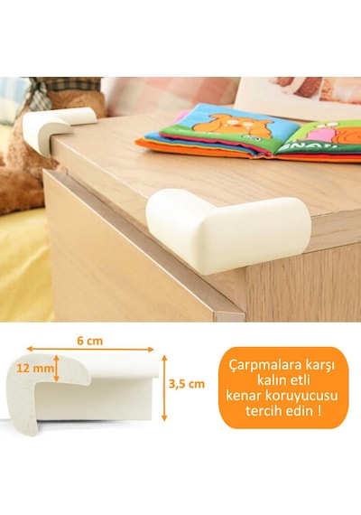 Evokids ( 2 Metre Kauçuk Kenar + 4 Adet Köşe ) Krem Kauçuk Çok Renkli