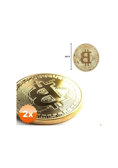 2 Adet Bitcoin Altın Görünümlü Demir Alaşım Kutulu