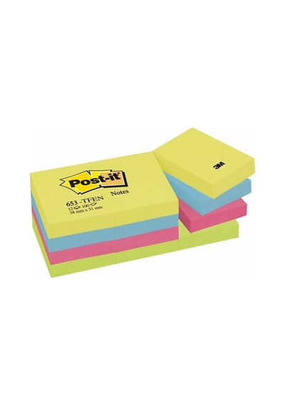 3M 653-Tfen Post-It Enerjik Renkler 38X51 Mm 12 Li