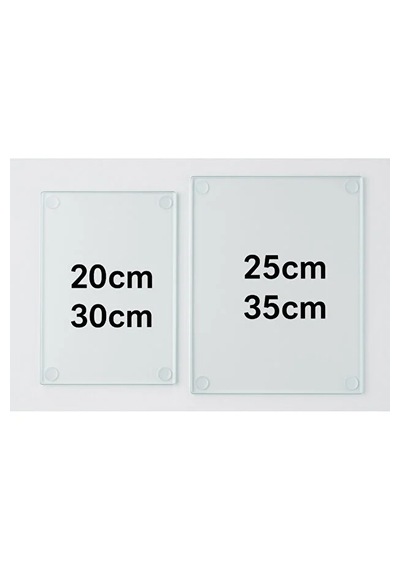 2'li Temperli Cam Kesme Tahtası 20x30 & 25x35 Cm Hijyenik Mutfak Doğrama Camı Şeffaf