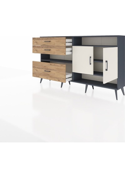 Arges Konsol 4 Raflı 3 Çekmeceli 2 Kapaklı 176x30x99 Antrasit-ayt Antrasit-aytaşı/çam Arges Konsol 4 Raflı 3 Çekmeceli 2 Kapaklı 176x30x99 Antrasit-ayt Antrasit-aytaşı/çam