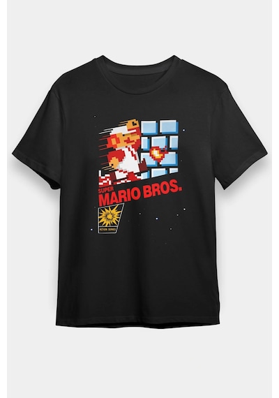 Adrift Süper Mario Siyah Unisex Tişört T-shirt Siyah