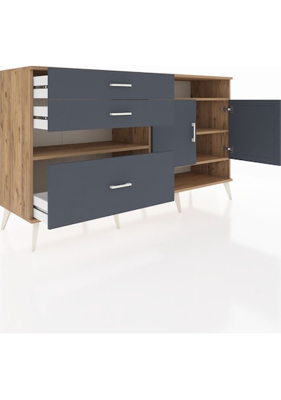 Hyperion Konsol 4 Raflı 3 Çekmeceli 2 Kapaklı 176x44x99 Çam-antra Çam-antrasit