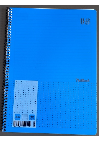 Udep A4 Spiralli Noktalı Defter 40 Yaprak Mavi Kapak Notebook