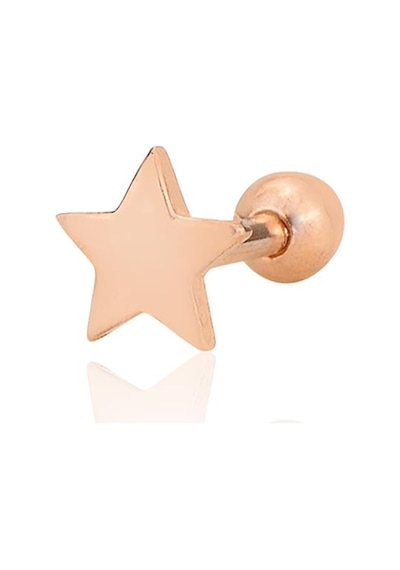 Gümüş Rose Yıldız Modeli Tragus Helix Piercing Küpe Barcode Gümüş - Çok Renkli