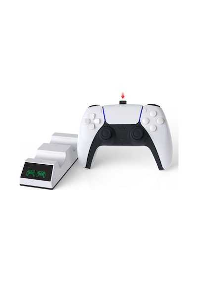 Ps5 Kol Şarj Edici Stand Dock Göstergeli Çift Kol Şarjı-tp5-0508b