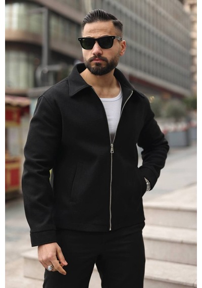 Baselco Erkek Modern Fit Kaşe Ceket - Minimal.maskülen.iddialı Siyah Kaşe