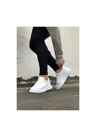 Mevese Rovero Erkek Bağcıklı Cilt Günlük Sneaker Ayakkabı Beyaz
