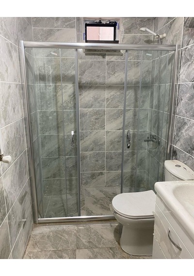 Teknesiz Cam Duşakabin Düz 2 Sabit 2 Sürgülü Nd112 Krom Parlak