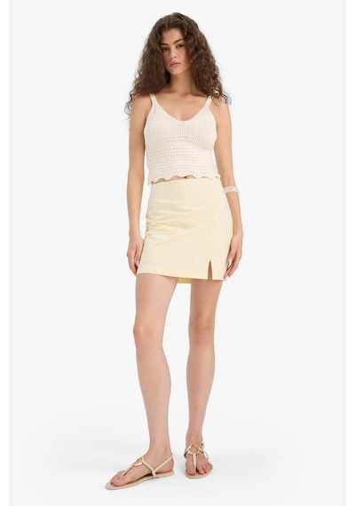 Defacto Slim Fit Dar Kesim V Yaka Örgü Triko Atlet A8433ax25smer105 Ekru