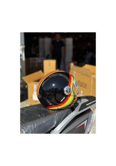Nero Retro Motosiklet Kask - Ece Sertifikalı Siyah