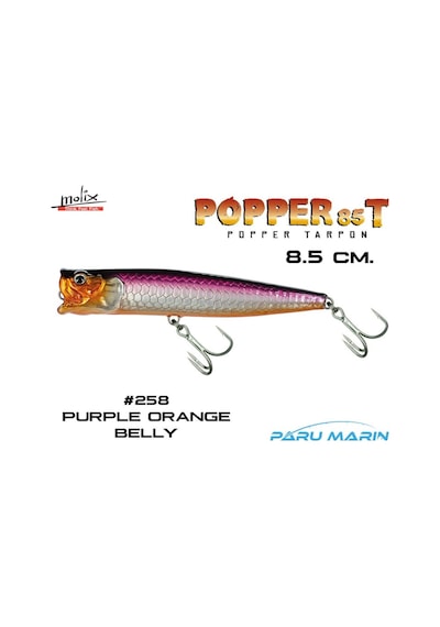 Molix Popper 85T 8.5 Cm. Sahte Balık, -258 Purple Orange Belly