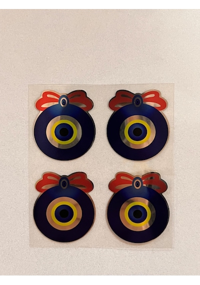 Nazar Boncuğu Etiketçilere Özel Sticker Suya Güneşe Dayanaklı Oto Sticker Kaliteli Ürün 4ad. 3,5x4cm Çok Renkli