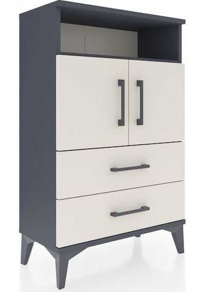 Arges Komodin 2 Raflı 2 Çekmeceli 2 Kapaklı 60x30x96 Antrasit... Antrasit