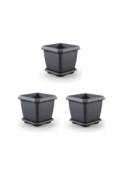 Omnipazar So-hk03 Hisar Kare Tabaklı Saksı 25.5 Litre 3 Adet