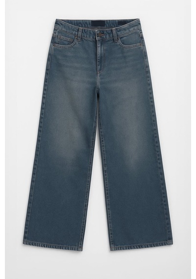Kadın Yüksek Bel Wide Leg Jean Pantolon İndigo