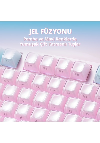 Gravastar Mercury K1 Lite Rgb Kablosuz Mekanik Gaming Klavye, İngilizce Q, Lumen Rose