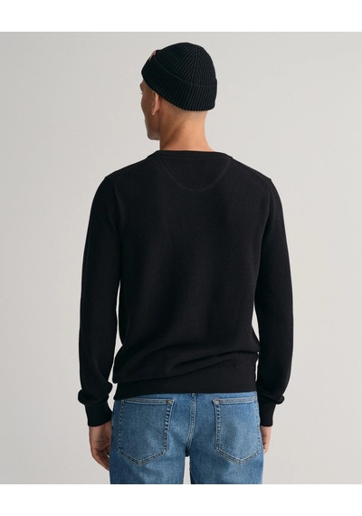 Gant Erkek Regular Fit Bisiklet Yaka Kazak-siyah Siyah