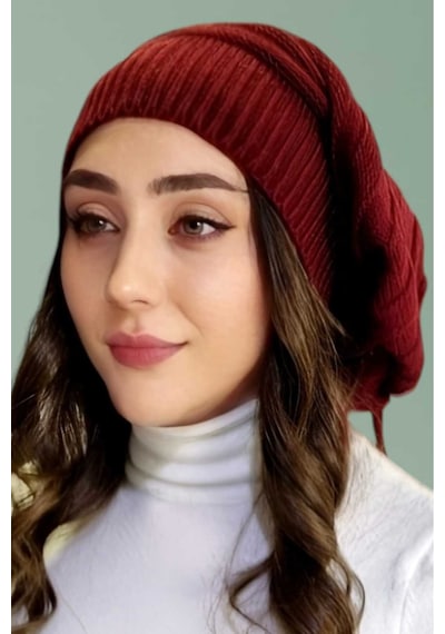 Tezzgelsin Kadın Kışlık Triko Örgü Bere Ve Boyunluk Bordo