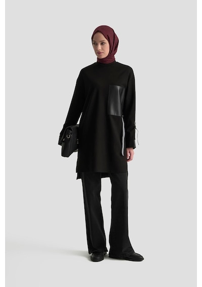 Armine Trend Şerit Detaylı Deri Garnili Tunik Siyah 24kt443 Siyah Armine Trend Şerit Detaylı Deri Garnili Tunik Siyah 24kt443 Siyah