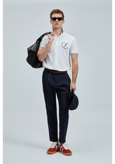 Lufian Erkek Polo Yaka T Shirt 111040216 Beyaz Beyaz