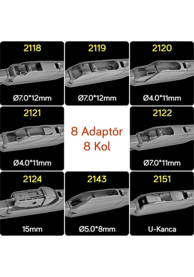 RBW 95010 Plastik Multi-Fit 8 Adaptörlü 10 inç / 250 mm Arka Sile
