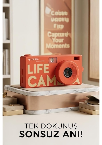 Torima Life   Dijital Kamera Selfie Video Vlog Kamerası Mini Fotoğraf Makinesi CMR47 Kırmızı